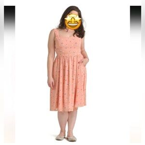 ModCloth Chiffon Plus Midi Dress in Peach